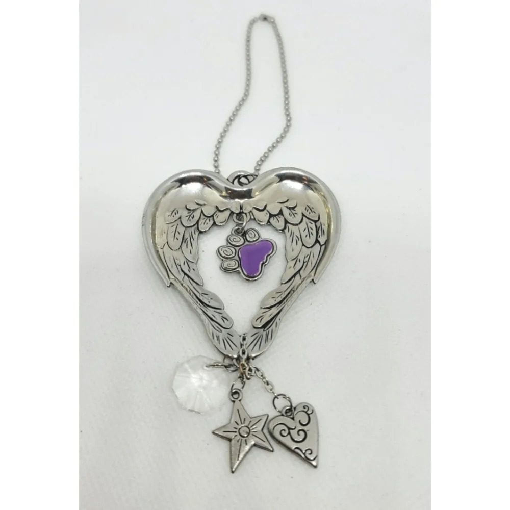 Hanging Memorial Pet Ornament with Angel Wings